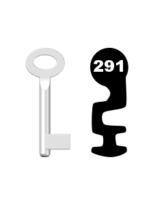 Buntbartschlüssel Standard Nr. 291 (Abbildung von der Ringseite aus gesehen)