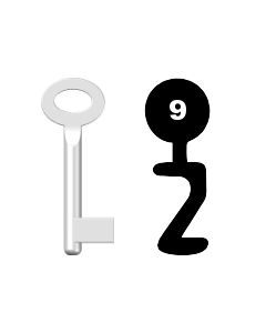 Buntbartschlüssel Standard Nr. 9 (Abbildung von der Ringseite aus gesehen)