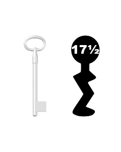 Buntbartschlüssel für leichte Kastenschlösser Nr. 17,5 (Abbildung von der Ringseite aus gesehen)