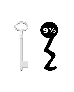 Buntbartschlüssel für leichte (GAH) Kastenschlösser Nr. 9,5 (Abbildung von der Ringseite aus gesehen)
