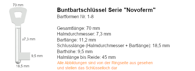 Buntbartschlüssel Serie Novoferm