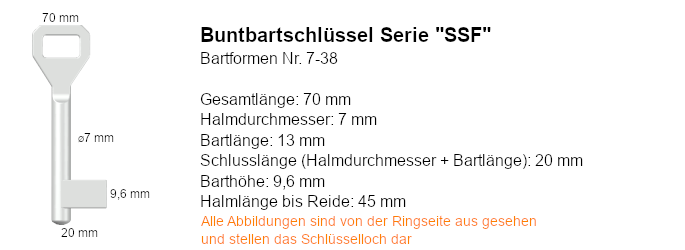 Buntbartschlüssel Serie Sächsische Schlossfabrik (SSF)